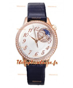 Vacheron Constantin Egerie Muse Moonphase Boîtier Or Rose Cadran Blanc Réplique Suisse