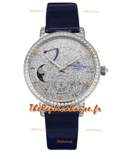 Vacheron Constantin Traditionelle Moon Phase Cadran pavé de diamants en or blanc Réplique Suisse