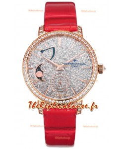 Vacheron Constantin Traditionelle Phases de la Lune Cadran pavé de diamants en or rose Réplique Suisse