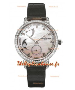 Vacheron Constantin Traditionelle Phase de Lune Cadran Nacre en Acier Réplique Suisse
