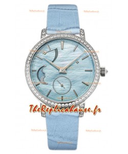 Vacheron Constantin Traditionelle Phase de Lune Cadran Nacre Bleue Boîtier Acier Réplique Suisse