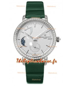 Vacheron Constantin Traditionelle Phase de Lune Cadran Blanc Boîtier Acier Réplique Suisse