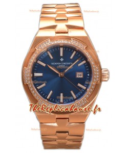 Vacheron Constantin Overseas Boîtier Or Rose Cadran Bleu 35MM Montre Suisse Réplique 