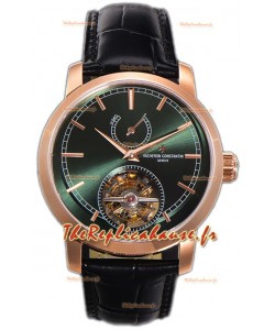 Vacheron Constantin Traditionelle 14-Day Tourbillon Cadran Vert Or Rose Montre réplique 1:1 