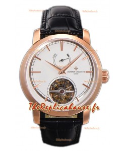 Vacheron Constantin Traditionelle 14-Day Tourbillon Cadran Blanc Or Rose Réplique Montre 1:1