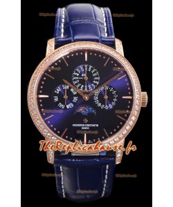 Vacheron Constantin Patrimony Quantième Perpétuel Or Rose Ultra Fin Cadran Bleu Réplique Suisse