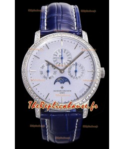 Vacheron Constantin Patrimony Quantième Perpétuel Or Blanc Ultra Plat Cadran Bleu Clair Réplique Suisse