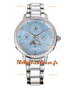 Vacheron Constantin Traditionelle Quantième Perpétuel Ultra Fin Acier Bleu Perle Réplique Suisse