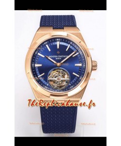 Vacheron Constantin Overseas Tourbillon Or Rose, Cadran Bleu, Bracelet Caoutchouc Réplique Miroir 1:1