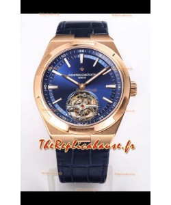 Vacheron Constantin Overseas Tourbillon Or Rose Cadran Bleu Bracelet Cuir Réplique Miroir 1:1