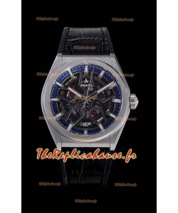 Montre Zenith Defy Classic Skeleton 41 mm Titane Hommes Réplique Suisse Montre - Bracelet en cuir noir