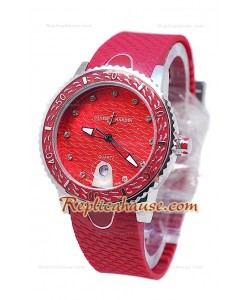 Ulysse Narden Lady Diver Montre De Replique en Rouges Cadran